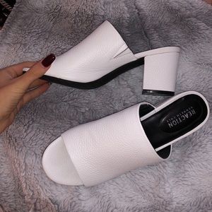 Kenneth Cole Reaction white mules